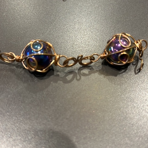 Closing closer make offer.vintage art glass ball copper chunky bracelet - Picture 6 of 7